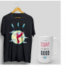 Pack T-shirt noir imprimé colibri & Mug Today is a good day